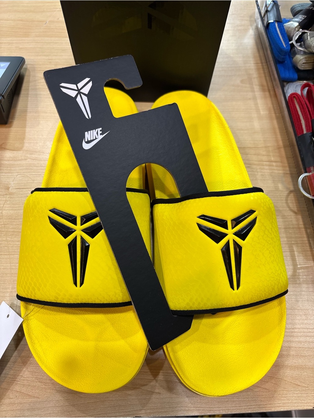 Nike Yellow Kobe Slide Sandals with Black Logo